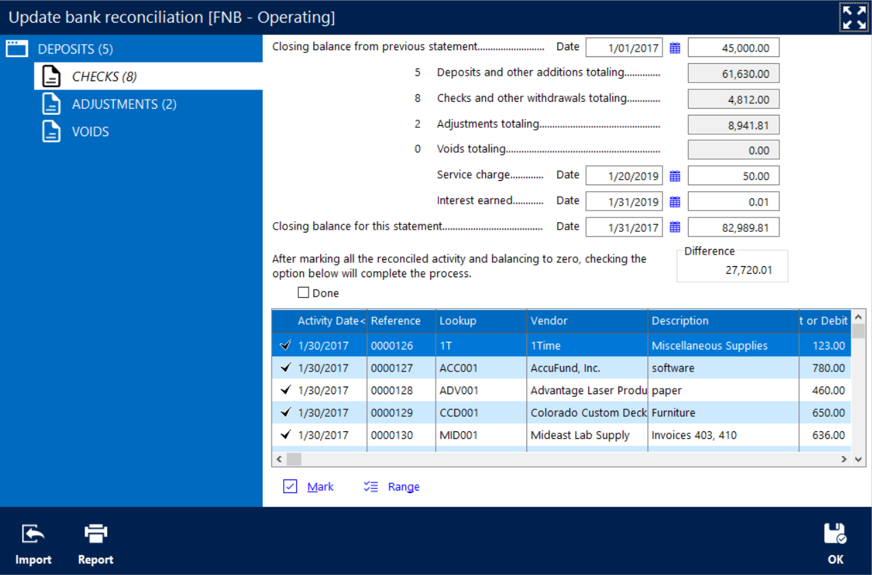 Onsite Bank Reconciliation